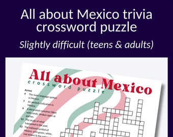 Mexico Crossword Puzzle: Trivia & Culture Game (PDF Download)
