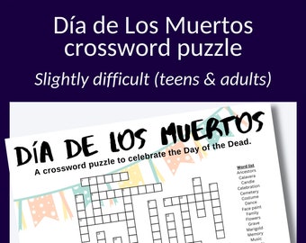 Dia de los Muertos Crossword Puzzle: Educational Activity (Digital Download)
