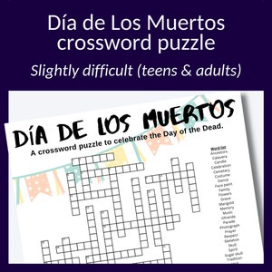 ¡Crucigrama del Día de los Muertos para fiestas! Actividad perfecta del Día de Muertos. Este crucigrama del Día de Muertos es para mayores de 10 años