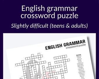 Hard crossword puzzle for teens/adults — vocabulary, spelling, ESL game