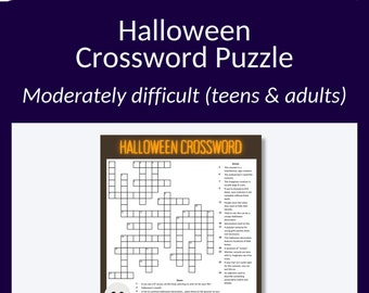 Halloween crossword puzzle for parties or classroom learning. This word puzzle is perfect for adults, teenagers & students in grade 4+