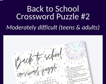 Back to School Crossword Puzzle: Difficult Word Game (Digital Download)