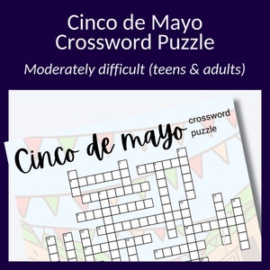 Cinco De Mayo Crossword Puzzle for Parties or to Build Vocabulary