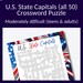 U S State Capital Crossword Puzzle Including All 50 States Great July
