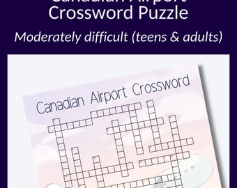 Canadian Airport IATA Code Crossword Puzzle (Digital Download)