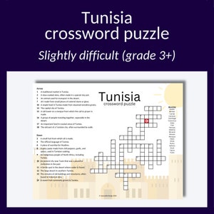 Learn About Tunisia Crossword Puzzle: Great Research Activity or