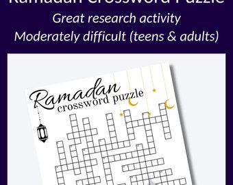 Ramadan Crossword Puzzle: Educational Activity for Ages 10+ (PDF Download)