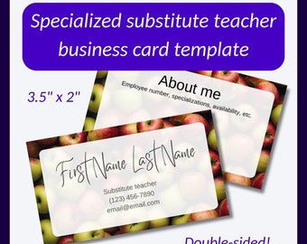 Substitute Teacher Business Card Template: Customizable Canva Design (Digital Download)