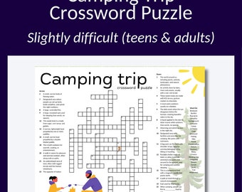 Camping Trip Crossword Puzzle: Family Reunion Game (Digital Download)