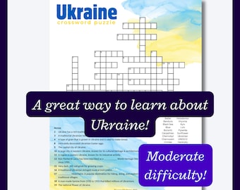 Ukraine Crossword Puzzle for Kids & Teens (PDF Download)