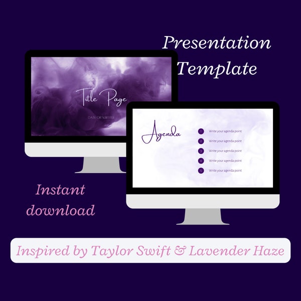 Presentation template inspired by Taylor Swift's Lavender Haze music video. 100% customizable & downloadable for Powerpoint or Google Slides