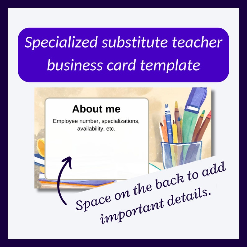 Teacher Business Card Template for Canva, Tutor Design (digital ...