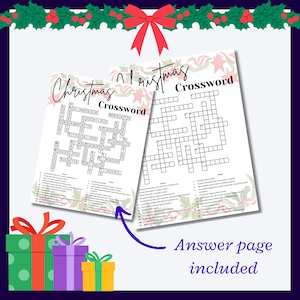 Hard! Christmas crossword puzzle for Christmas parties. Great non-religious cross word puzzle for adults/teens!