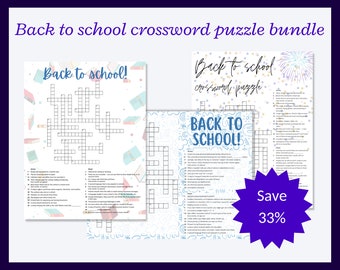 Back to school puzzle BUNDLE! Perfect for substitute teachers, these back to school printable crossword puzzles are for grade 4+