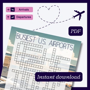 U.S. airport crossword puzzle (clues are IATA airport codes). Great cross word puzzle for travel lovers, teens, family reunion game, etc.