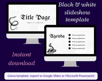 Black & White Slideshow Template: Elegant Presentation (Digital Download)
