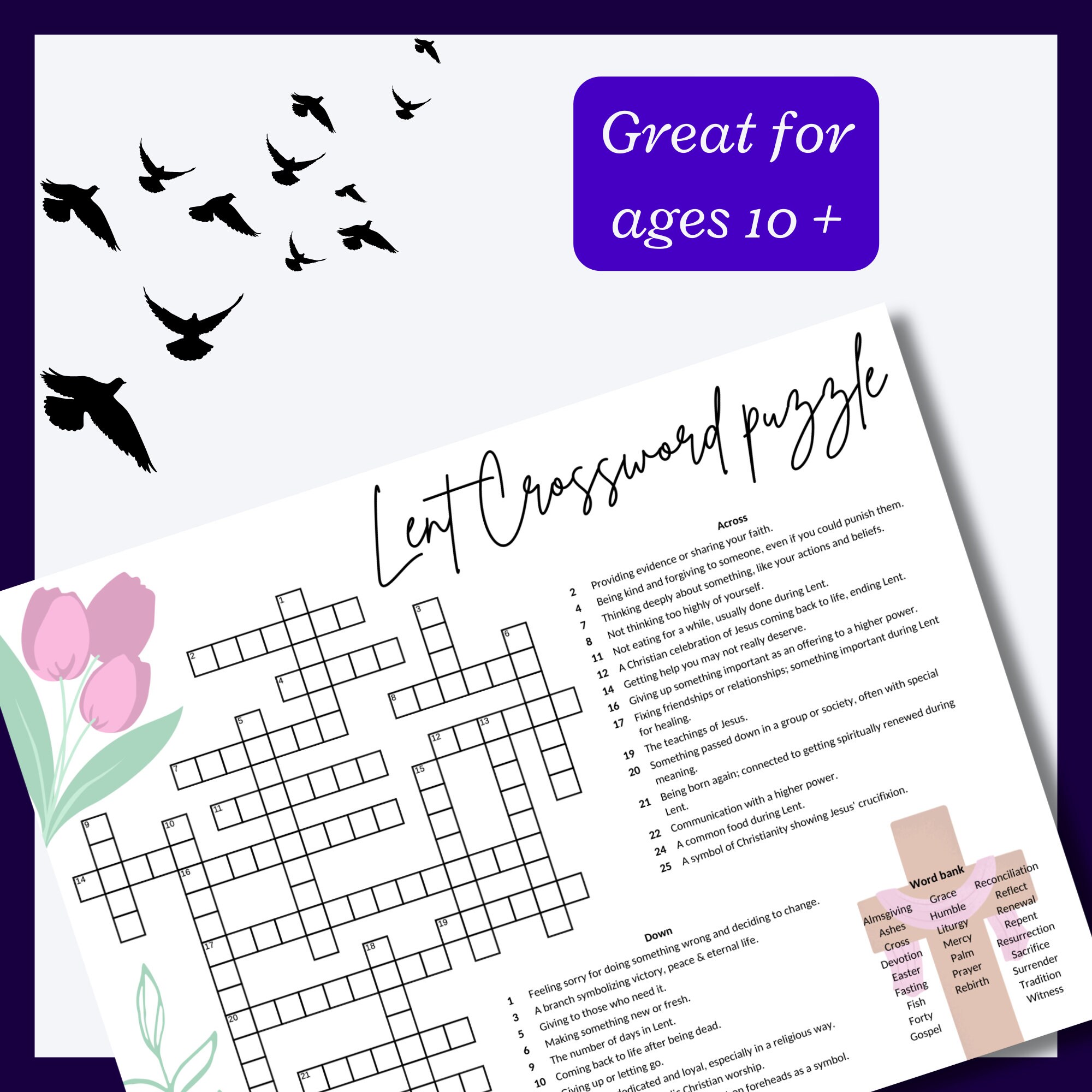 Lent Crossword Puzzle for Parties, Learning & Building Vocabulary