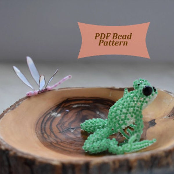 Green beaded frog, Beading instructions for beginners, beading tutorials, Beading pattern pdf, Beadwork pattern. 3d beading animal.