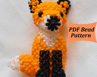 Tutoriales y patrones de abalorios, patrones de abalorios, animales de abalorios, patrones de abalorios, tutoriales de abalorios, patrones de animales de zorro con abalorios, patrones de abalorios 3D