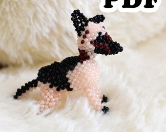 ビーズの動物キーホルダーのパターン、ビーズの犬のパターン、ビーズのチュートリアル、ビーズのパターン、ネイティブビーズワークのパターン、3D ビーズのパターン。