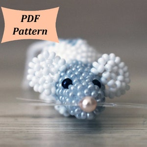 Bead tutorial rat. How to weave beads rat pdf pattern. Beaded animal rat Beaded keychain pattern Bead book Keychain pdf keychain animal