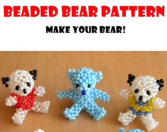 動物の模様（PDF）、ビーズのクマ（PDF）、ビーズのテディ（PDF）、ビーズの動物の模様、ビーズの動物のチュートリアル、キーホルダーのチュートリアル、3Dビーズの動物