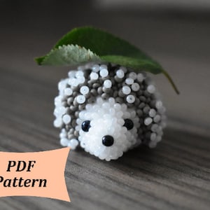3D bead pattern, 3d beading, hedgehog tutorial, easy beaded animal pattern in PDF. How to make your personal animal. Hedgehog pattern