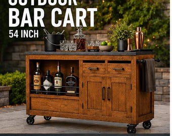 Planos para carrito de bar exterior, mueble de patio de 54 pulgadas para armar uno mismo (descarga digital)
