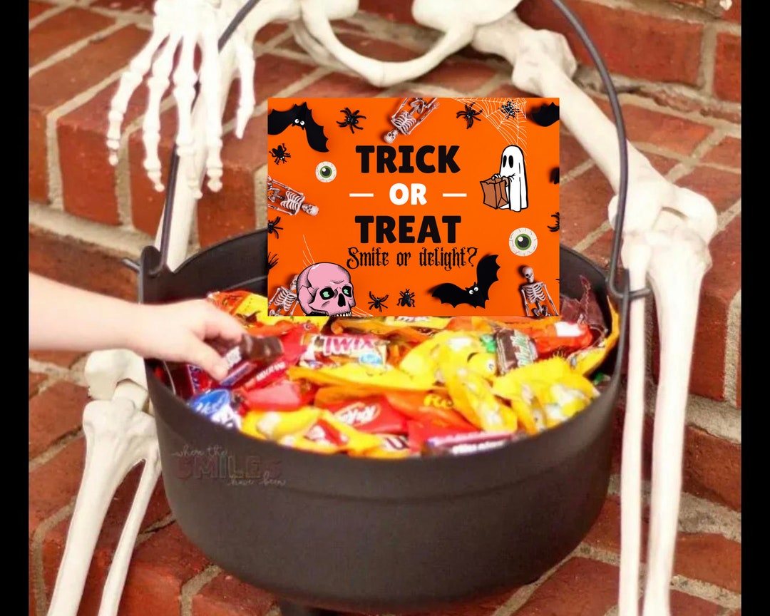 Halloween Candy Bowl Signs Halloween Decorations Halloween Signs Trick