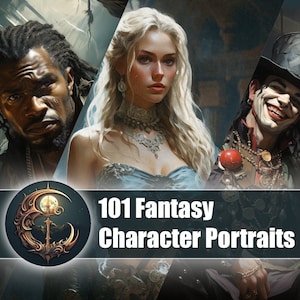 DnD Character 101 Portraits for your fantasy, roleplaying campaign. Great for Dungeons & Dragons | Pathfinder | and more! | RPG ready