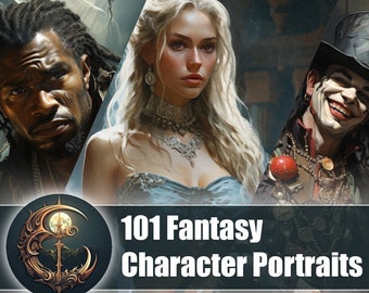 DnD Character 101 Portraits for your fantasy, roleplaying campaign. Great for Dungeons & Dragons | Pathfinder | and more! | RPG ready