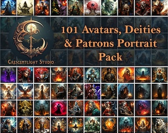 DnD -101 Avatar, Deities, and Patrons portrait pack. Perfect for finding that perfect titan, patron, or god for your D&D or Pathfinder game!