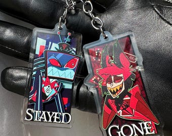 Hazbin Hotel Stayed Gone Vox and Alastor 3D Keychain Set
