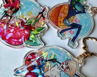 キーホルダー・アクリルキーホルダー Hazbin Hotel Lucifer Valentine Keychain Vox & Valentino Valentine's Keychain Set | Hazbin Hotel