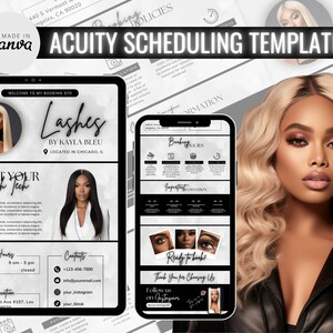 Acuity Scheduling Template Lash Tech , Lash Tech website, Canva Template, DIY instant download,  Black and Grey, Acuity Site
