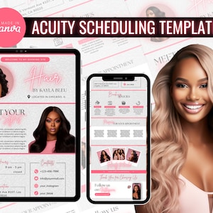 Acuity Scheduling Template Hair Stylist, Acuity Template, Hair website, Canva Template, DIY instant download,  Pink and Grey Acuity Site