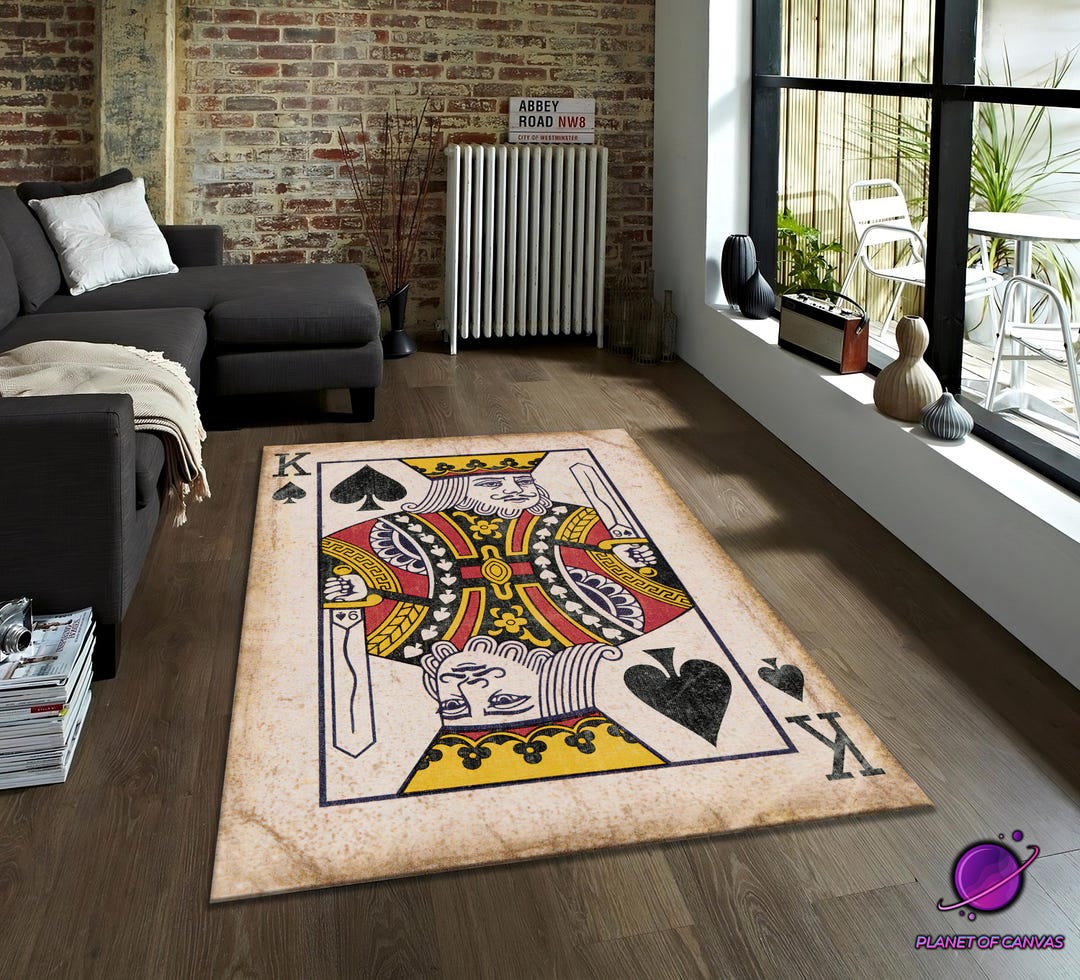 King of Spades Rug | Playing Card Area Carpet | Casino Style Novelty ...