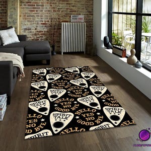 Ouija board rug, spirit board carpet, witchy decor rug, gothic floor mat, occult aesthetic rug, spooky spiritual home rug