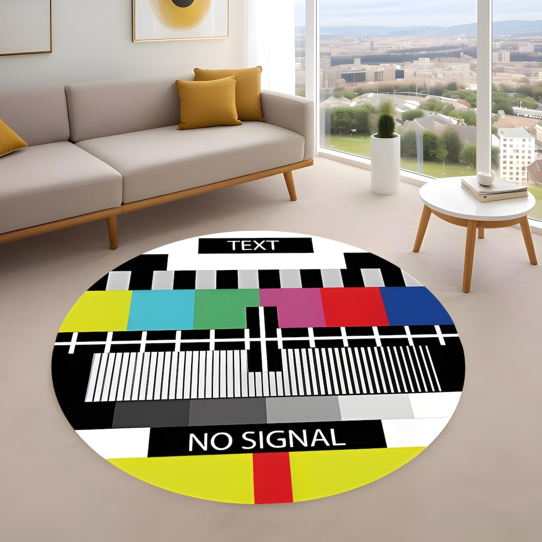 Screen Test Rug Retro TV Test Pattern Round Rug, No Signal Circle Rug Retro Broadcast ...