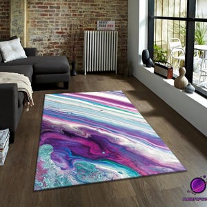 Tapis d'art abstrait, tapis coloré moderne, tapis de sol artistique audacieux, tapis de décoration contemporaine, tapis de chambre esthétique, tapis d'art mural créatif