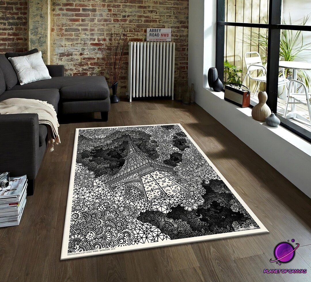 Zen Rug Patterns Japanese Pagoda Rug,black White Oriental Pattern,detailed Line Art ...