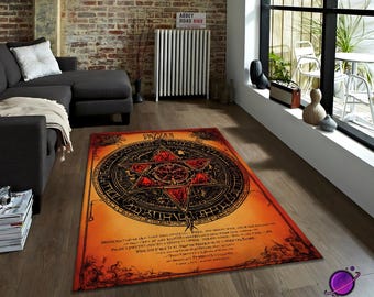 Occult Pentagram Rug | Mystical Magic Circle Carpet | Gothic Witchy Decor for Living Room, Bedroom, or Ritual Space