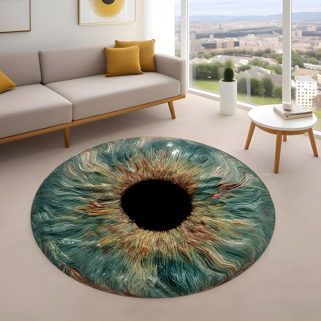 Round Eye Rug, Realistic 3D Iris Carpet With Abstract Optical Illusion ...