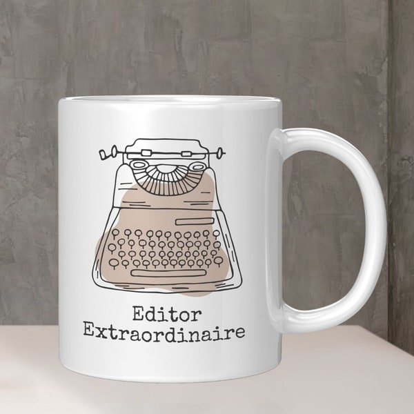 Editor Coffee Mug, Vintage Typewriter Mug for Editorial Boss, Gift for Copy Editor or Grammar nerd, Christmas Present for Copyeditor