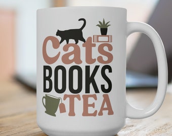 Funny Book & Cat Lover Tea Mug for cat mom cat lover book nerd gift for Librarian gift for book editor gift avid reader