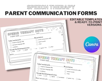 Nota de terapia del habla para la comunicación con los padres / Actualización de hoy en terapia del habla para el logopeda CCC-SLP