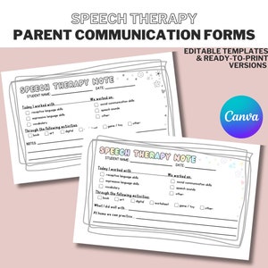 Speech Therapy Note for Parent Communication | Today in Speech Therapy Update Note for Speech Language Pathologist CCC-SLP