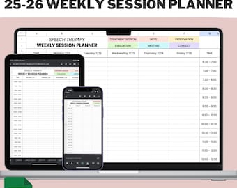 Planificador de logopedia escolar / Planificador digital CCC-SLP (2025-2026) / Plantilla de Planificador de IEP para Logopedas Pediátricas
