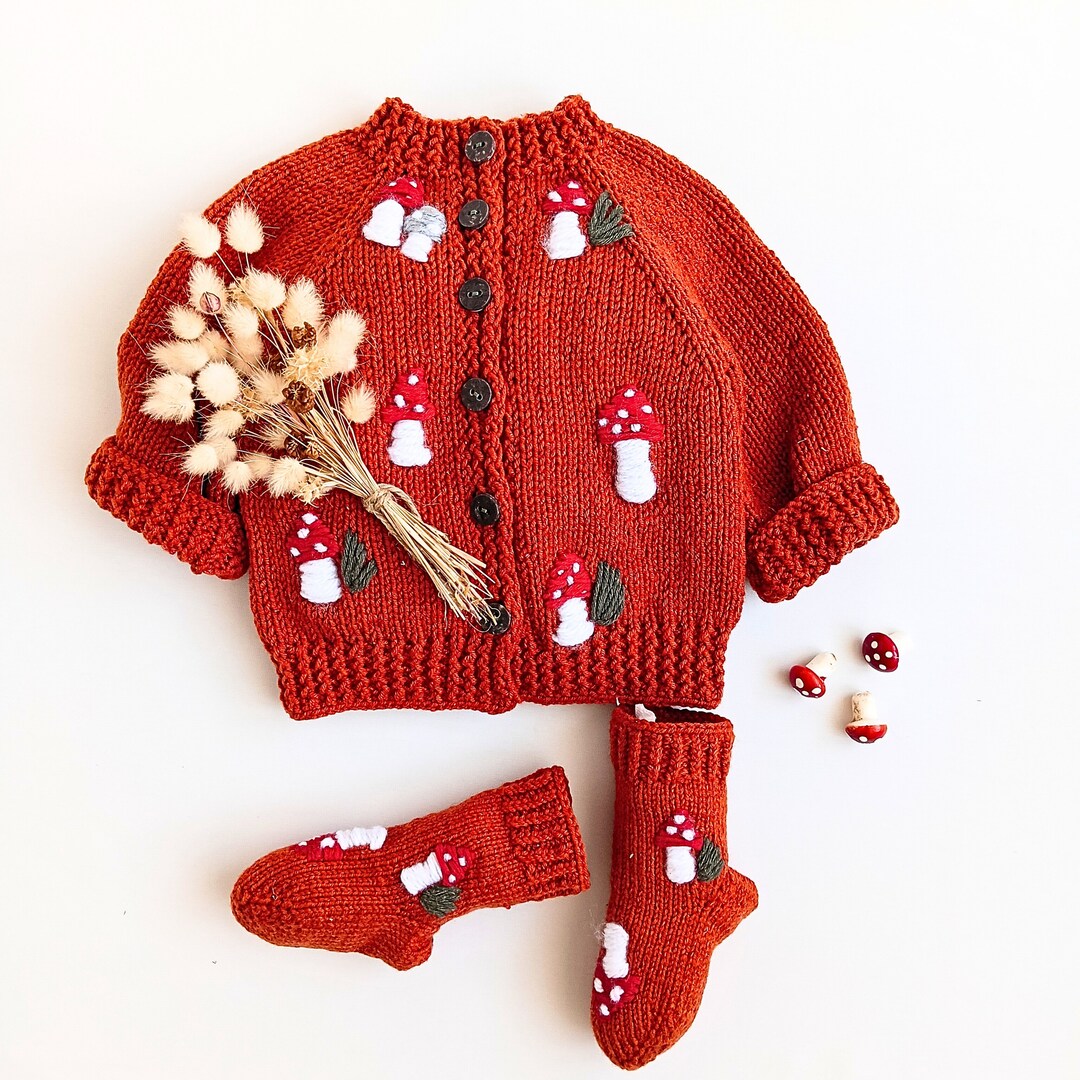 Knit Baby Cardigan Sweatermagical Hand Knitted Embroidered Etsy