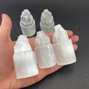 10pc 6cm Selenite Tower, Rough Selenite Tower, Small Selenite Tower, Wholesale Selenite Tower